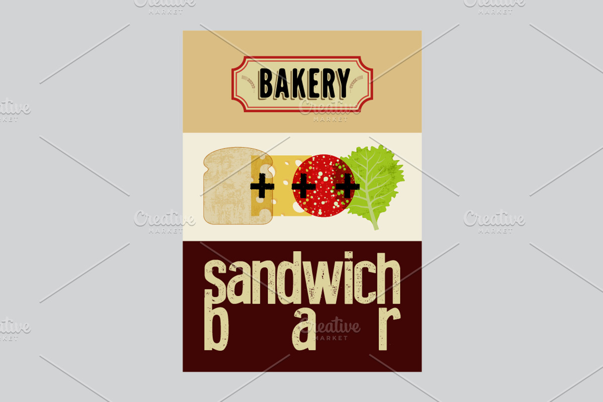 Sandwich Bar grunge vector posters., a Food Illustration by PoPaShop (Photo 7 of 7)