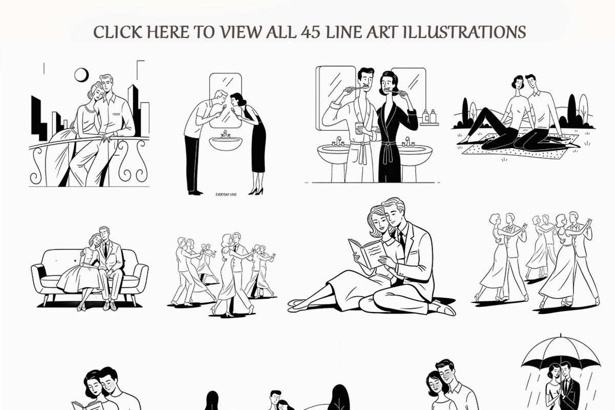Mid-Century Modern Couple line Art, a Person Illustration by 3d_model_tifotizi (Photo 2 of 7)