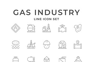 Set line icons of gas industry, an Outline Icon by motorama
