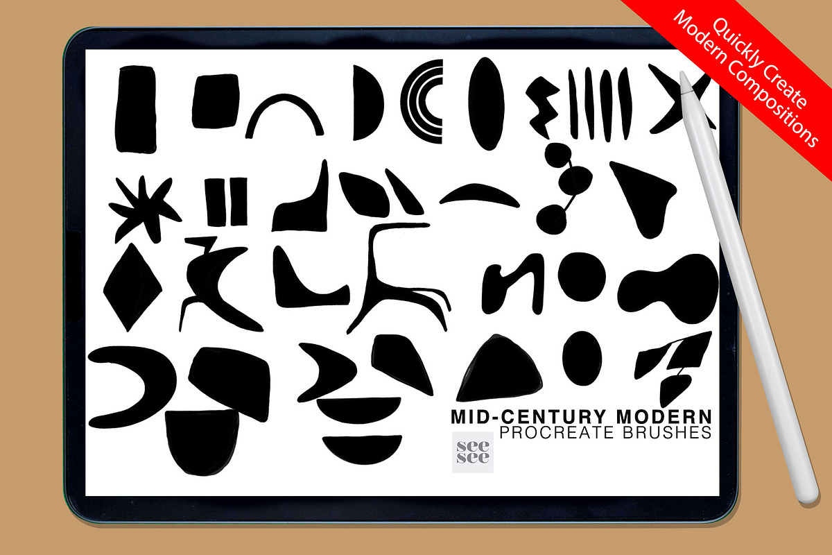 Procreate Mid Century Modern Brushes, a Brush Add-On by CC CREATIVE CO (Photo 1 of 17)
