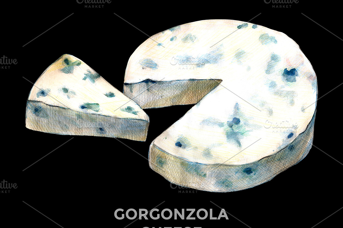 Gorgonzola & Mozarella cheese, a Food Illustration by wedraw (Photo 2 of 6)