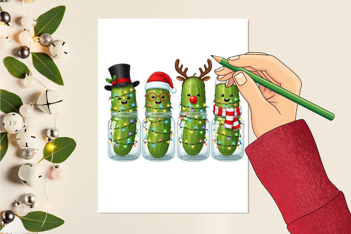 Christmas Pickles Sublimation Png, an Illustration by Rose Art (Photo 4 of 5)