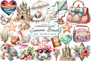 Cute Summer Beach Clipart, a Graphic by designcity5