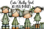 Cute Holly Girl Clipart, an Illustration by DreamArtGraphic (Thumbnail 1 of 5)