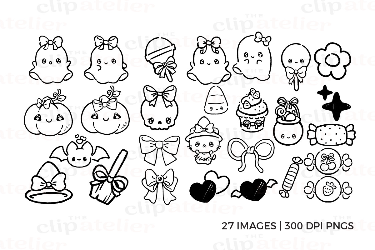 Cute Girly Halloween Drawings, an Illustration by TheClipAtelier (Photo 2 of 3)
