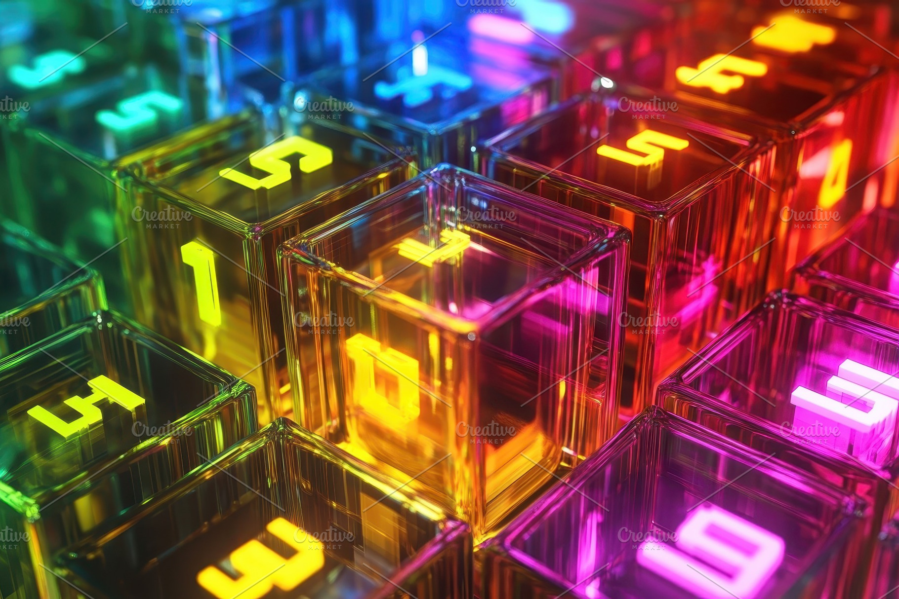 Glowing neon numbers in digital bina, a Photo by Iftikhar Alam