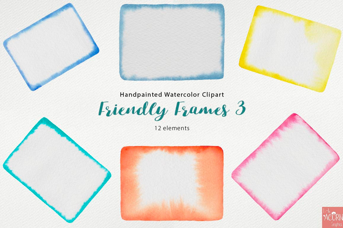 Watercolor Friendly Frames 4, an Object Graphic by LittleAcornGraphics (Photo 4 of 6)