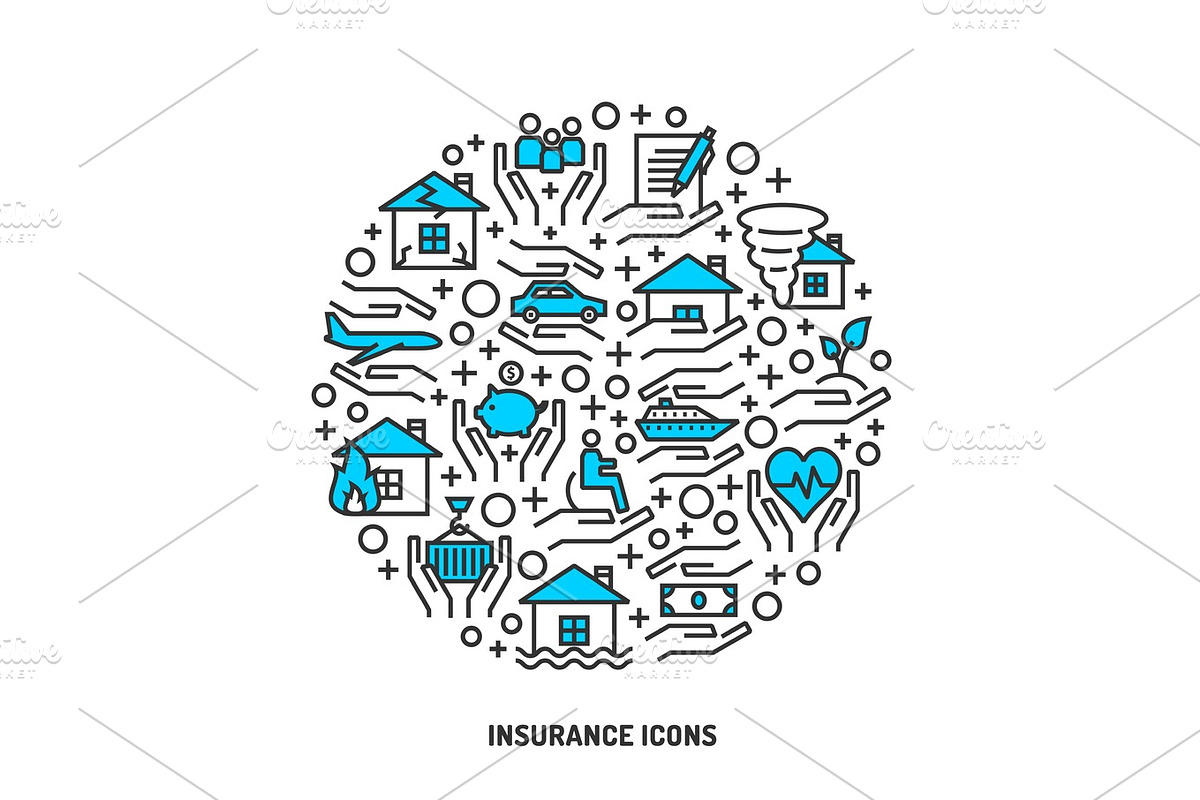 Insurance service outline icons set, an Outline Icon by Olha Kostiuk
