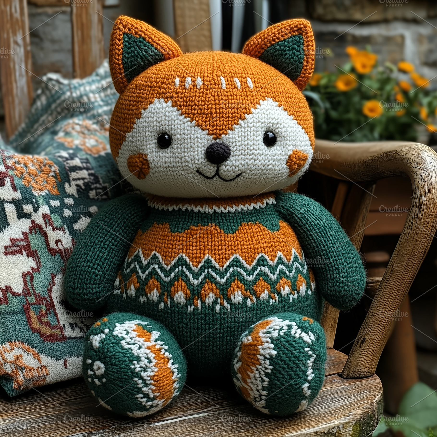 A knitted or crocheted fox doll, an Abstract Photo by Imaginarium