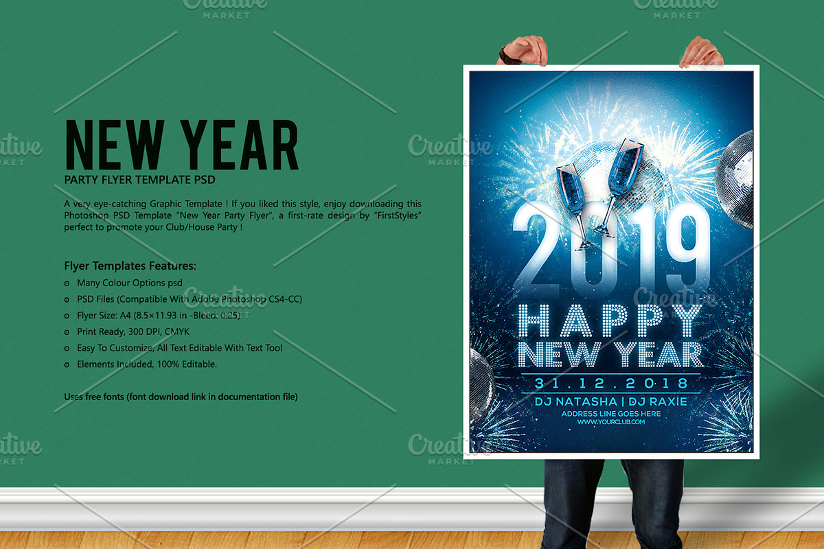 New Year Party Flyer, a Flyer Template by Flyer Arts (Photo 1 of 4)