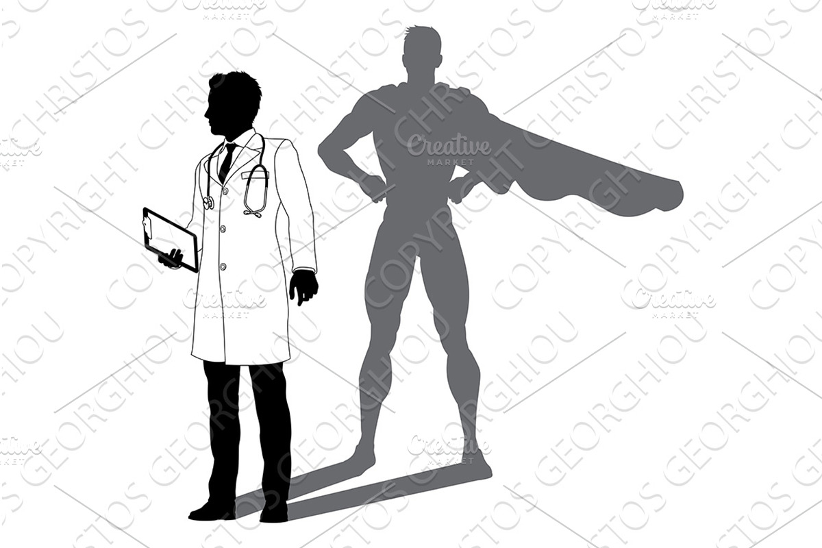 Superhero Doctor With Super Hero, an Illustration by Christos Georghiou