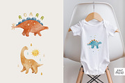 Watercolor Dinosaur clipart patterns, an Animal Illustration by tatiletters (Thumbnail 10 of 11)