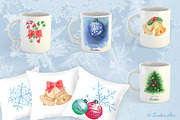 Very Merry Christmas Watercolor Kit, a Decorative Illustration by Sunshine Art Shop (Thumbnail 4 of 8)