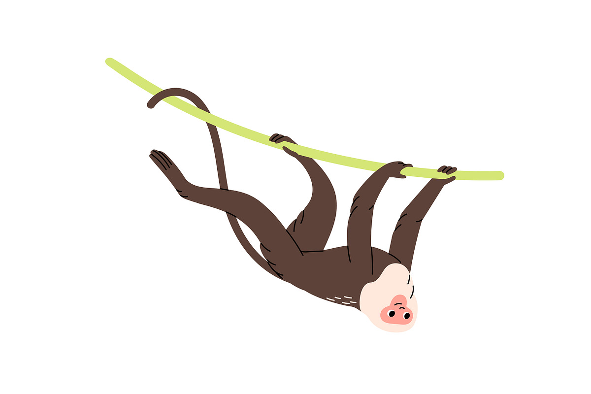 Funny monkeys play in jungle set, an Animal Illustration by PaperTrident (Photo 10 of 10)