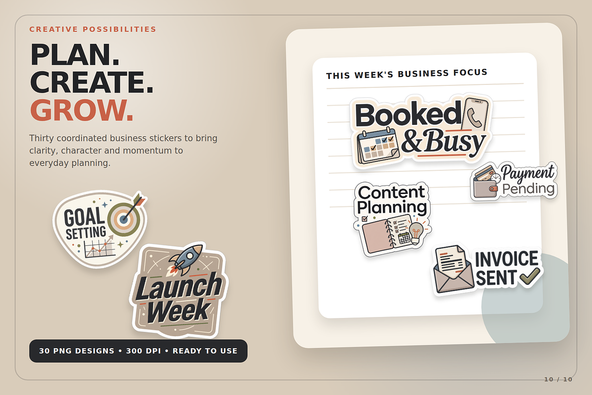 30 Business Planner Digital Stickers, a Work Illustration by Local Marketing Templates (Photo 10 of 10)