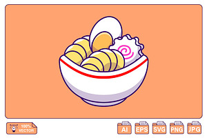 Ramen Bowl Cartoon Vector, a Food Illustration by Artstorystudio