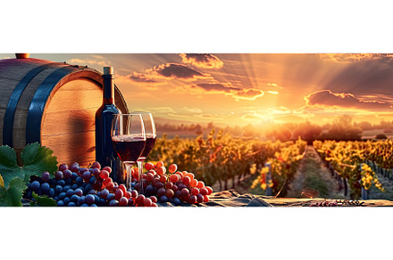Wine bottles and glasses with grapes, a Food & Drink Photo by Neirfy