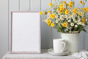 summer rural mockup. an empty frame