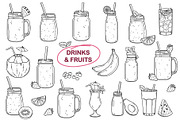 Healthy drinks hand drawn vector set, a Background Graphic by InkySplash (Thumbnail 2 of 4)
