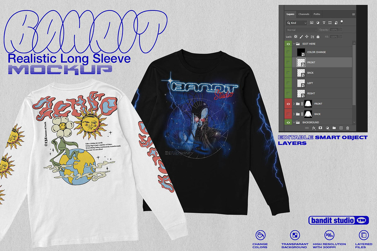 LONG SLEEVE TEE MOCK UP, a Shirt Mockup by Easybandits (Photo 3 of 4)