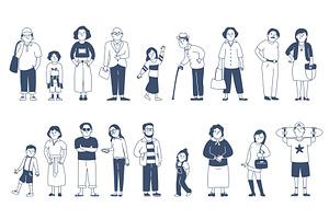 Doodle line modern people. Different, a Person Illustration by LadadikArt