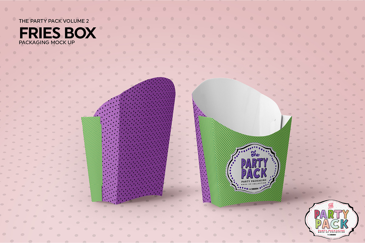 Fries Box Packaging Mockup, a Cups & Container Mockup by INCDesign (Photo 3 of 6)
