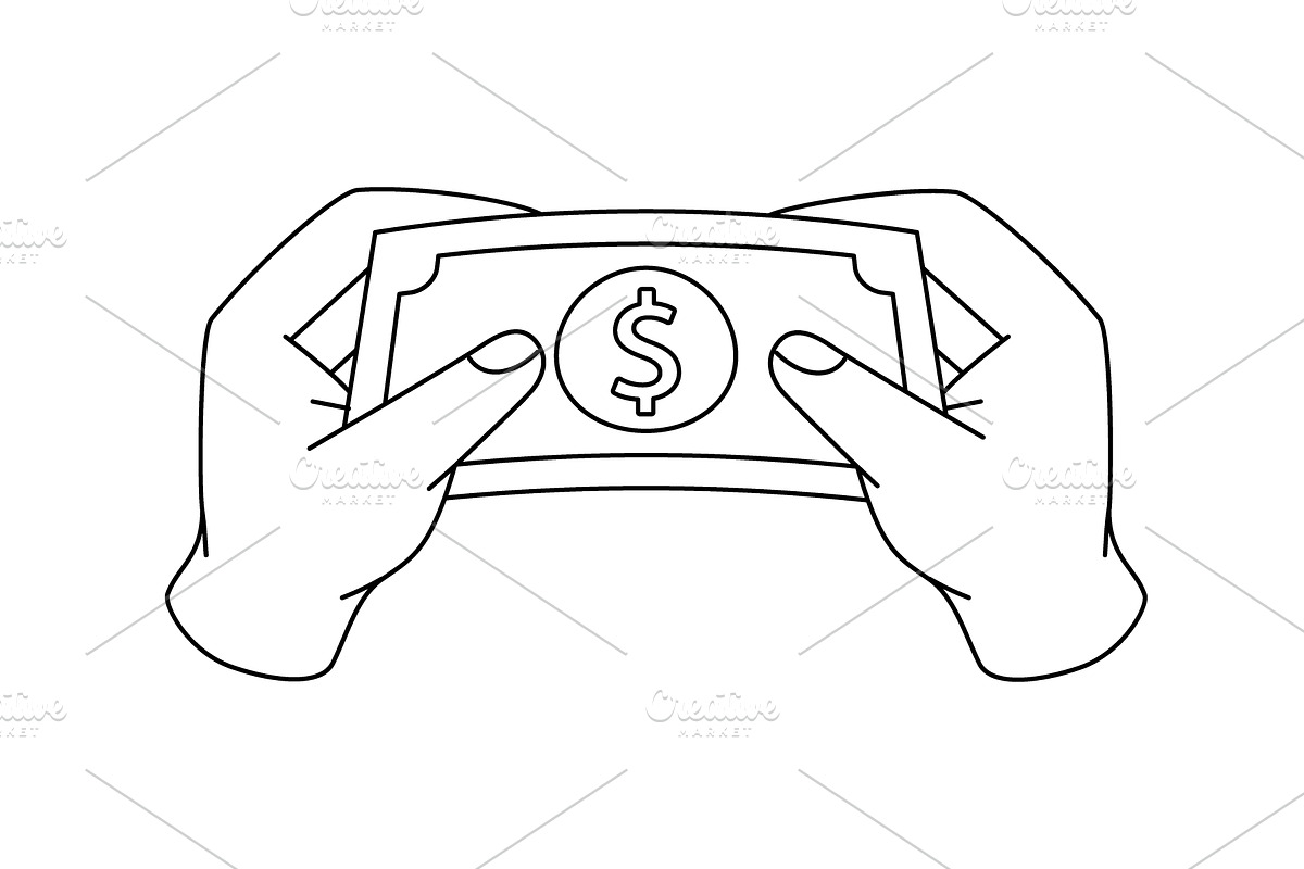 Two hand holding a dollar bill, a Finance Illustration by GraphiShop