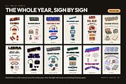 96 Retro Zodiac Travel Graphics, an Object Graphic by Jakayla Digital Co (Thumbnail 2 of 11)