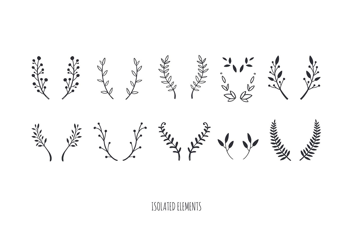 Boho floral line art hand drawn set, a Decorative Illustration by Wild Muse (Photo 5 of 7)