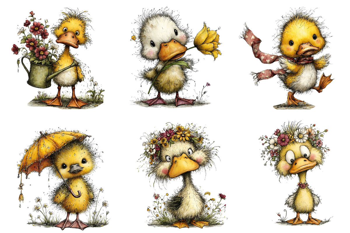 Whimsical Spring Duck Clipart, an Illustration by Dream Creation (Photo 3 of 6)