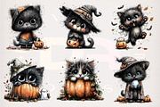 Whimsical Halloween Cat Clipart PNG, a Transportation Illustration by Digital Artistic99 (Thumbnail 3 of 7)