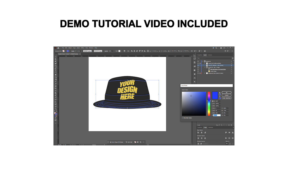 Bucket Hat Vector Mockup Template, a Hat Mockup by Infinity Mockups (Photo 6 of 7)