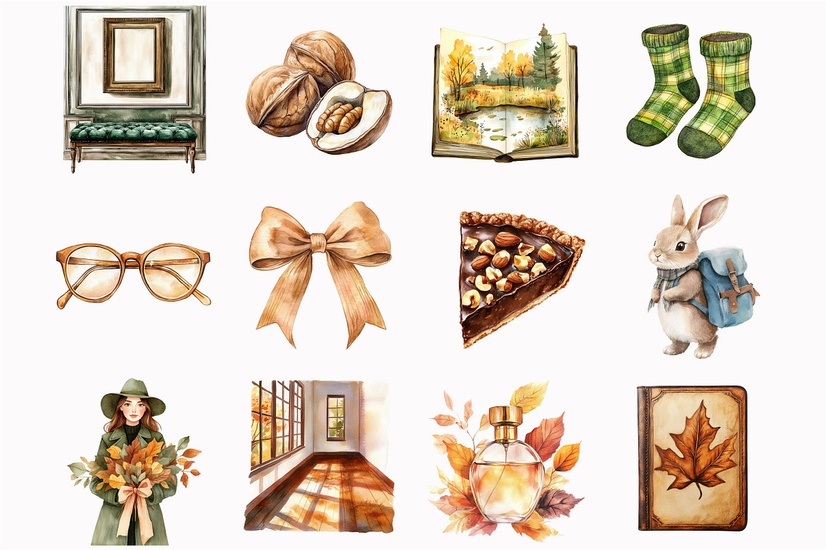 Watercolor Autumn Gallery Clipart, an Illustration by Design Market (Photo 5 of 5)