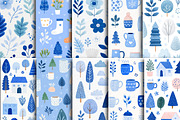 Cozy Blue Winter Watercolor Clipart, an Illustration by DreamCafeArt (Thumbnail 3 of 6)