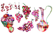 Watercolor grape set + Bonus 4 BG., a Decorative Illustration by redstudio (Thumbnail 3 of 11)