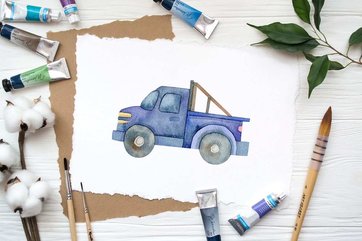 Watercolor Transport. City Streets., an Education Illustration by OllyKo Art (Photo 10 of 10)