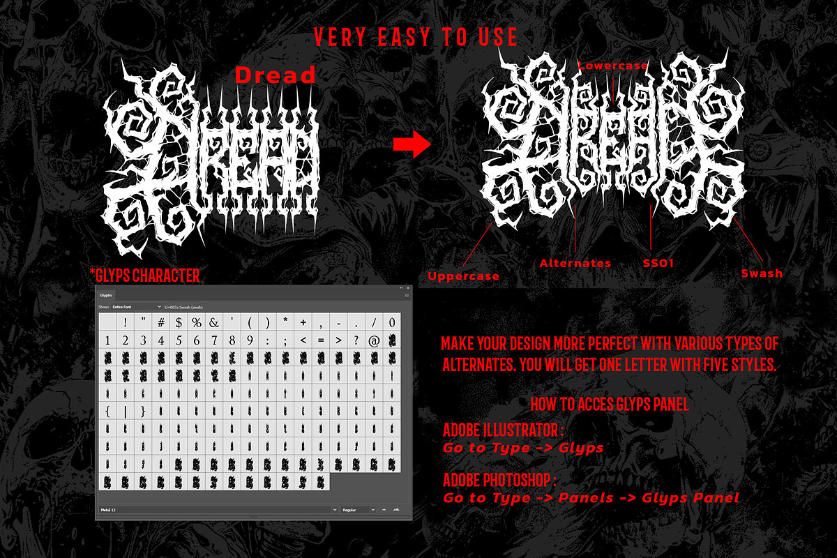 Dread Death Metal Font, a Blackletter Font by Fonday Studio (Photo 10 of 11)