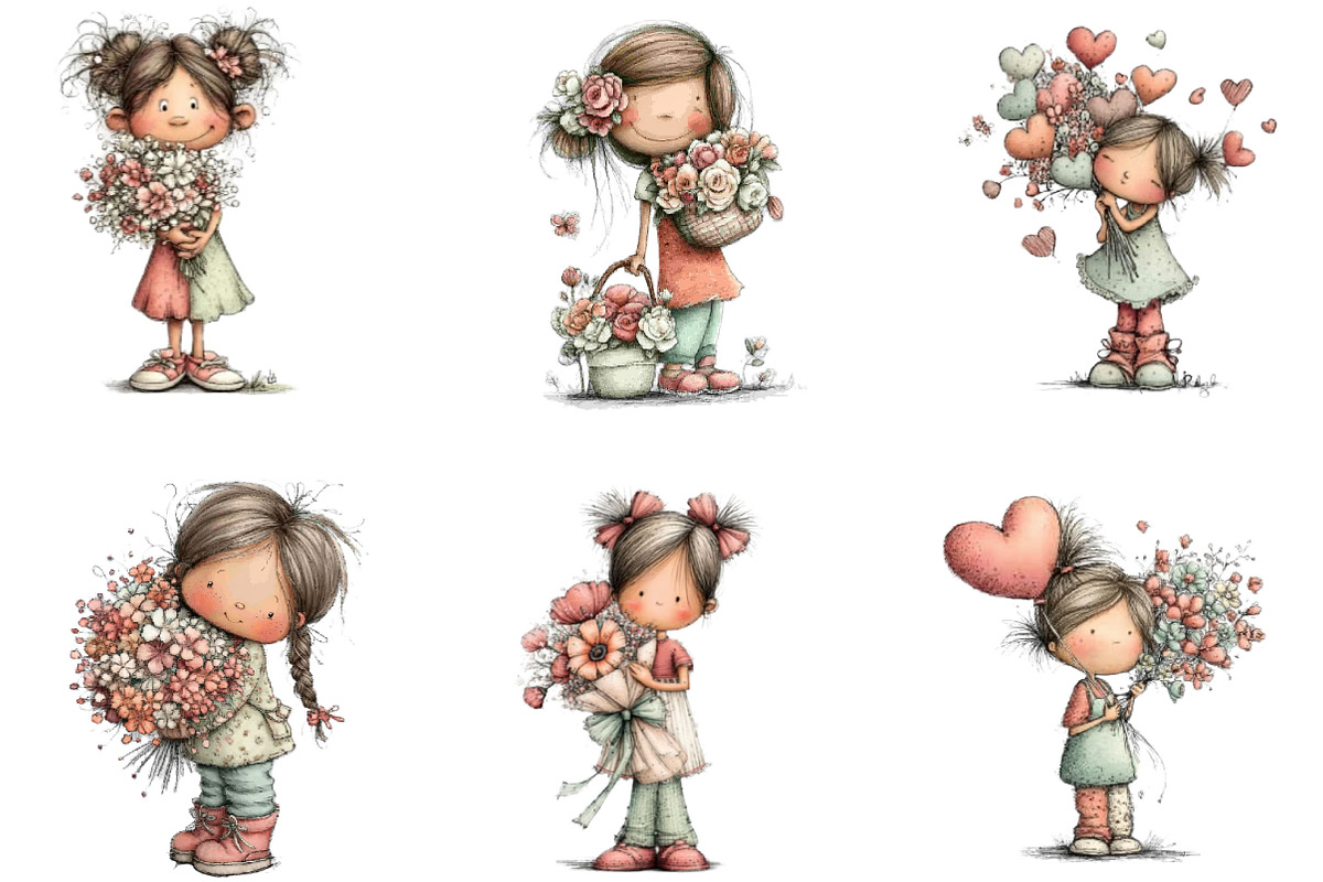 Mother’s Day Clipart Little Girl, a Seasonal Illustration by Designking (Photo 4 of 5)