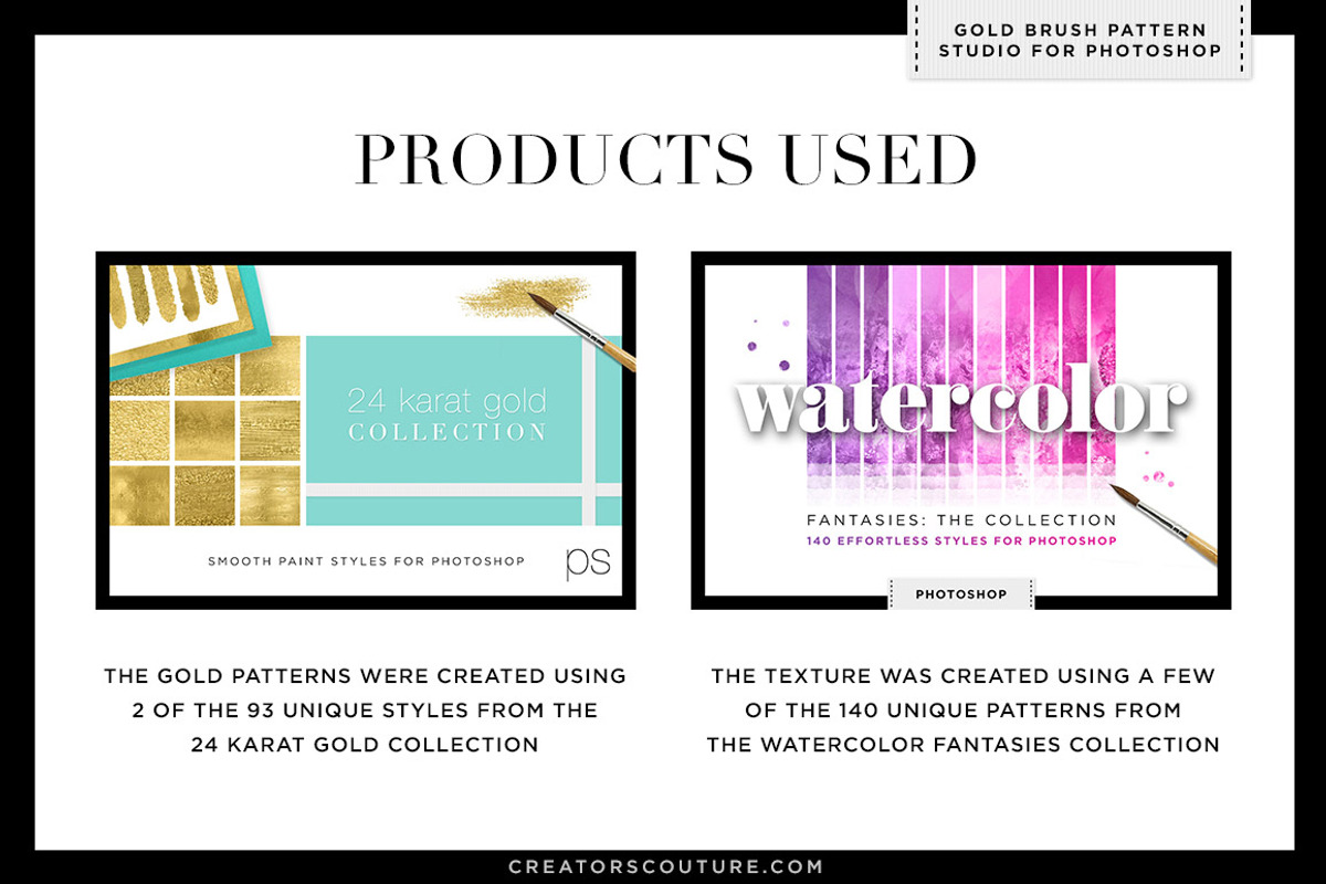 Gold Brush Pattern Studio Photoshop, a Layer Style Add-On by Creators Couture (Photo 5 of 5)