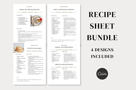 Recipe Template Bundle Canva