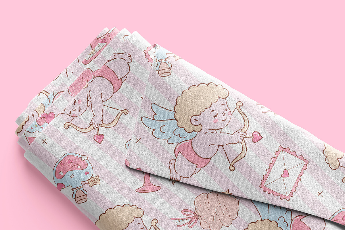 Valentine Cupid Seamless Pattern, a Seasonal Illustration by TitaLivingArt (Photo 4 of 8)