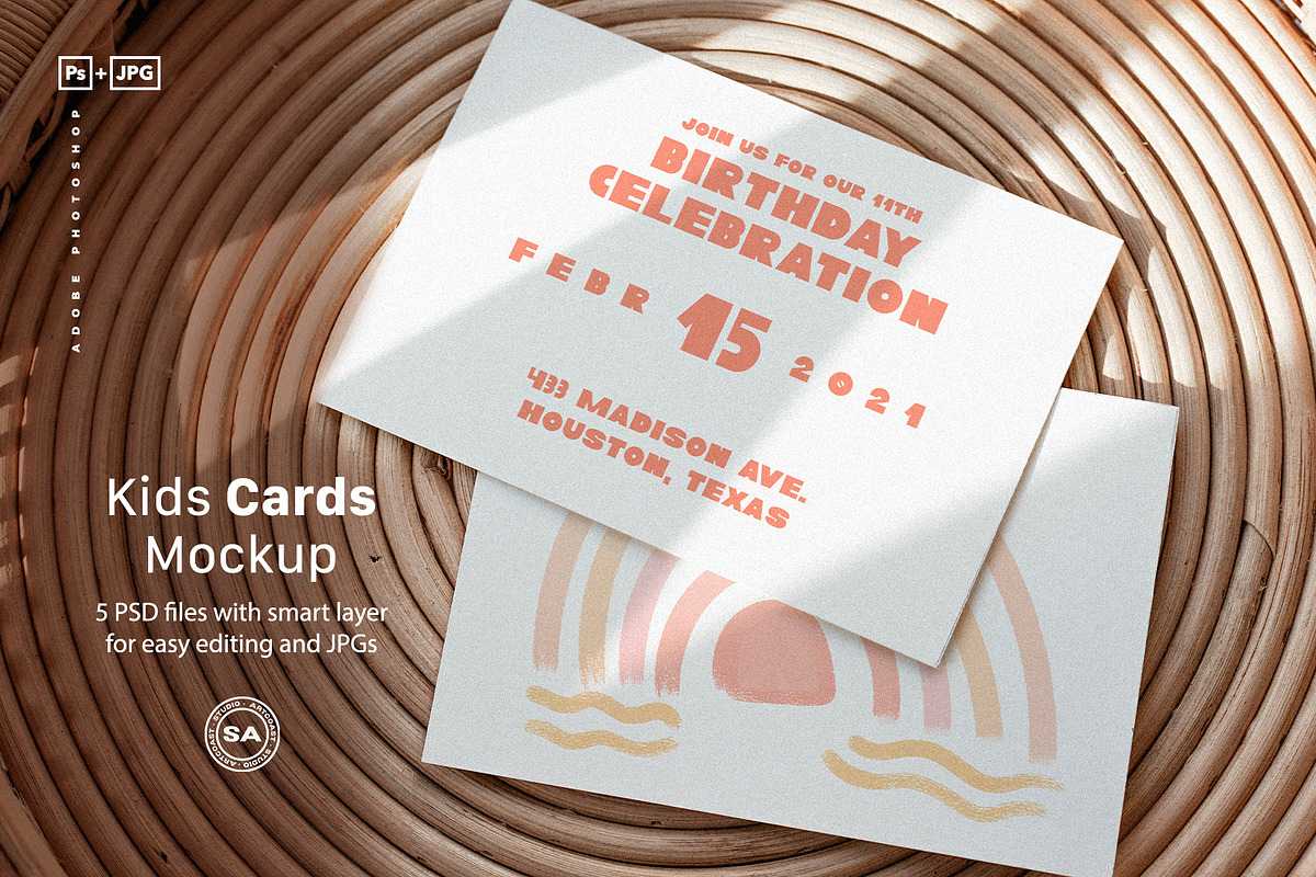 Kids Cards Mockup, an Invitation Template by Artcoast Studio (Photo 2 of 7)