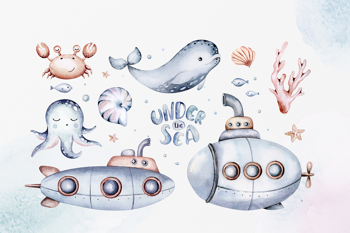 Under the sea watercolor set Part II, an Animal Illustration by Peace ART (Photo 4 of 22)