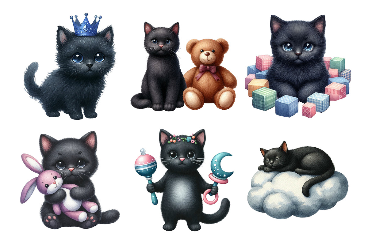 Black Cat Nursery Baby Clipart Png, an Illustration by Daily.Designs (Photo 3 of 5)