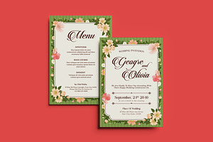 Flowerid Wedding Invitation Template, an Invitation Template by iDoodle Studio