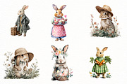 Watercolor Spring Bunny Clipart, an Illustration by Designworld (Thumbnail 3 of 5)