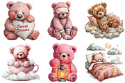 Sweet Dreams Pink Teddy Bear Clipart, an Illustration by Craft Nest (Thumbnail 3 of 6)
