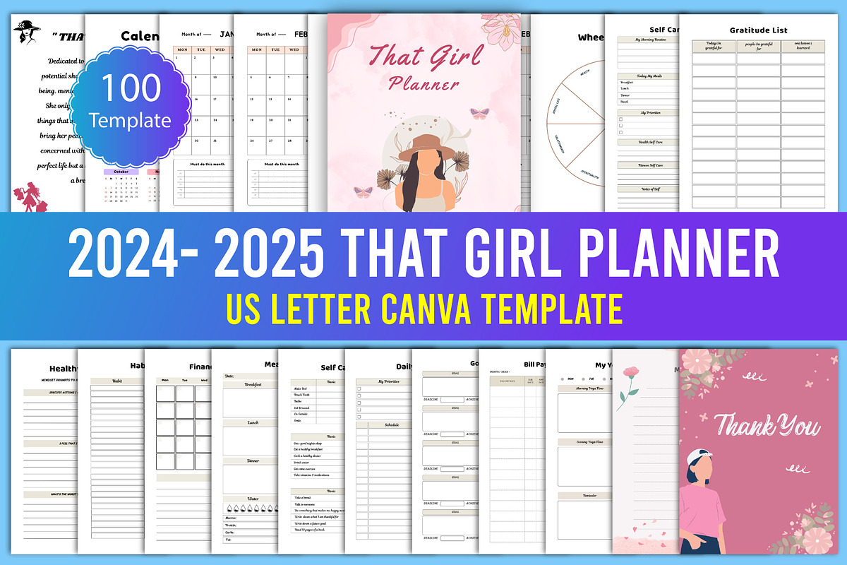 2024-2025 That Girl Planner Canva, a Stationery Template by Designmela01 (Photo 1 of 8)