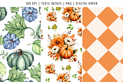 Watercolor Pumpkinp Digital Paper, a Pattern Graphic by Snapybiz (Thumbnail 3 of 5)