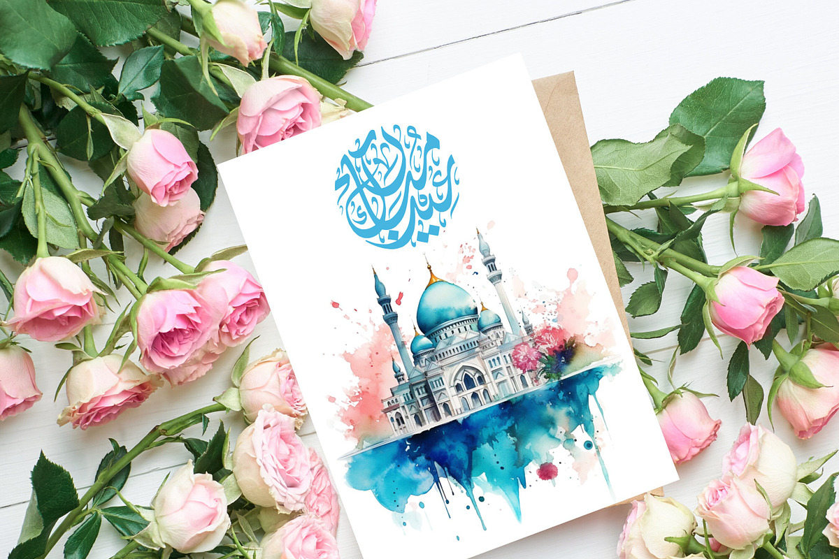 Eid Mubarak Card Printable, Eid Card, a Card Template by NailaDesignsStudio (Photo 1 of 2)